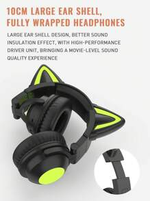 Cat Style Gaming Headset With Colorful LED Lights, Long Playback, With Microphone, Foldable, With Deep Bass, HiFi Stereo Suitable For Tablets And Mobile Phones