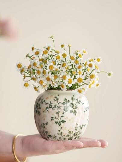 1pc made Vintage Crackle Glaze Ceramic Mini Flower Vase Rustic Farmho Bloemen Centerpiece crafted Ice Crack, Bohemian Living Room Dried/Fresh Display, Room, Study, Office Desk, New Chinese Zen Zachte Furnishing view 7