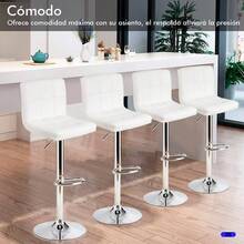 KITUL Set de 2 Bancos Altos, para Barra Desayunador, para Cocina, Giratorios, Banco para Cocina, para Barra de Cocina, Bar,(Varios Colores) (Marron) - Blanco - Ver 5