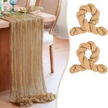 2 peças de toalha de mesa transparente estampada com queijo boho, 35 polegadas (88,9 cm) e 118 polegadas (300 cm) de tecido longo para queijo para chá de bebê, casamento, noiva, aniversário, decoração de festa