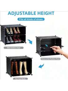 Uclub Organizador de zapatos de 6 niveles y 2 filas, estante de almacenamiento de zapatos independiente apilable, torre de gabinete de zapatos de plástico con puerta transparente para tacones altos, botas, pantuflas, entrada, pasillo dormitorio - Negro - Ver 7