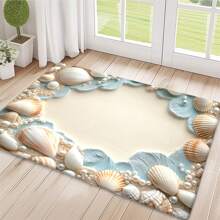 1pc 16"*24" 18"*30" Beach Shell Ocean Features Entry Door Floor MATS, Non-Slip And Washable, Suitable For Living Room And Bedroom Home Decor, Available In Various Sizes For Use In Living Rooms, Bedrooms, Kitchens, Hallways, Studies, Dining Rooms, Bathrooms, Non-Slip Mats, Offices, And Home Decorations - Black - View 2