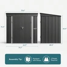 6ft X 4ft Outdoor Metal Storage Cabinet With Lockable Door Get Metal Garden Shed, Large Capacity Tool Room For Storing Yard Tool - 灰色 - 查看 9