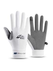 1 Pair Breathable Ice Silk Full Finger Gloves, Summer Thin Unisex Sports, Cycling, Running, Driving Touchscreen Gloves