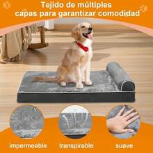 Cama Ortopédica para Perros Grande,100cm*60cm,Cama para Perro con Espuma Viscoelástica de Recuperación Lenta y Funda extraíble y Suave Piel sintética,Fondo Antideslizante - 1 - Ver 4