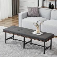 MINPINSER - Banco de zapatos para entrada, banco de extremo de cama, banco para recámara, banco de piel moderno para sala de estar, asiento de banco de entrada, banco acolchado con estante de metal