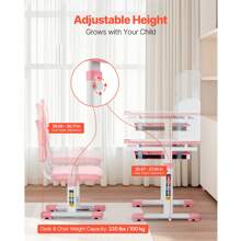 Children's Study Chair And Desk Set, Children's Study Desk And Chair With Bookshelf And Storage Drawer, Children's Study Desk And Chair With Adjustable Height, 0-40° Tilting Tabletop Desk And Chair, Children's Study Desk, Suitable For Bedroom And Study Room, Pink, Blue - Bàn ghế học tập cho trẻ em có thể điều chỉnh độ cao, bàn học cho trẻ em, màu hồng - Xem 2