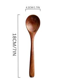 1PC Wooden Spoon Is A Must-Have For Both Kitchens And Restaurants. It Is Suitable For Serving Soup Spoons, Dessert Spoons, And Simple Wooden Soup Spoons, With A Rustic Style., Back To School Supplies