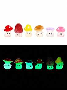 10/20/30pcs Mini Resin Cartoon Style Wild Mushroom Figurine For Creative Micro-Landscape Decor, Moss & Greenery Accent Diy Outdoor Garden Decor, Solid - Multicolor - View 10