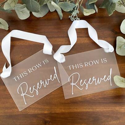 1pc This Row Is Reserved Sign For Wedding Ceremony, This Seat Is Reserved Sign, Reserved Row Acrylic Sign For Chair, Acrylic Reserved Seat Sign