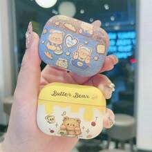 Cute Butter Bear Design Silicone Protective Case Compatible With Apple 4, Pro 2, 3, Pro, Gen 2/Gen 3, Wireless Earphone Accessories