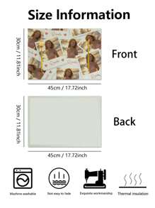 1pc Customized Photo Placemats, Personalized Name Printed Heat Resistant Kitchen Mats For Dining Table, Home Party Decoration