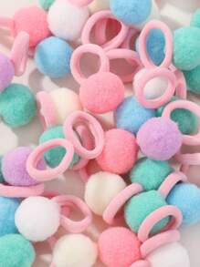 30/60pcs Candy-Colored Fluffy Ball Hair Ties, Adorable Mini Hair Accessories For Kids