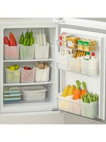 2/3/6 Pezzi Organizer per Frigorifero, Contenitori Portatili Trasparenti per Conservazione Alimenti, Grandi Organizer per Ordinare gli Alimenti per Porte Laterali del Frigorifero e Piani di Lavoro, Organizzatori e Accessori per la Cucina