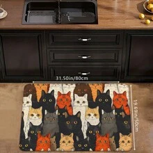 1pc Creative Cartoon Multicolor Cat Print Floor Mat, Soft Non-Slip Absorbent Machine Washable Rectangle Low Pile Rug, Suitable For Living Room, Bedroom, Kitchen, Laundry Room - Multicolor - View 15