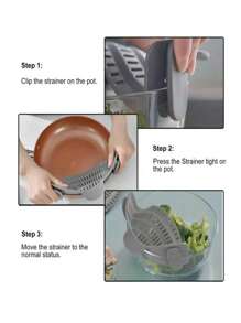 1pc,Adjustable Silicone Pot & Pasta Strainer - Clip-On Kitchen Colander For Easy Food Prep - Multicolor - View 4