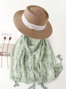 Women's Sun Protection Set Includes Flat Top Sun Protective Hat & Scarf, Suitable For Spring, Summer, Beach, Holiday, Photo Taking - Multicolor - View 3