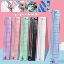 1 pieza Cortador de papel portátil A3/A4, herramienta de corte de precisión fácil de usar para la escuela, el hogar y la oficina, de material plástico