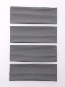 4pcs Unisex Non-Slip Sweat-Absorbent Elastic Yoga Headband, Soft Fabric, Fits Short & Long Hair, Width Approx 7.5cm(2.95in), Suitable For Yoga, Running, Fitness - Dark Grey - View 4