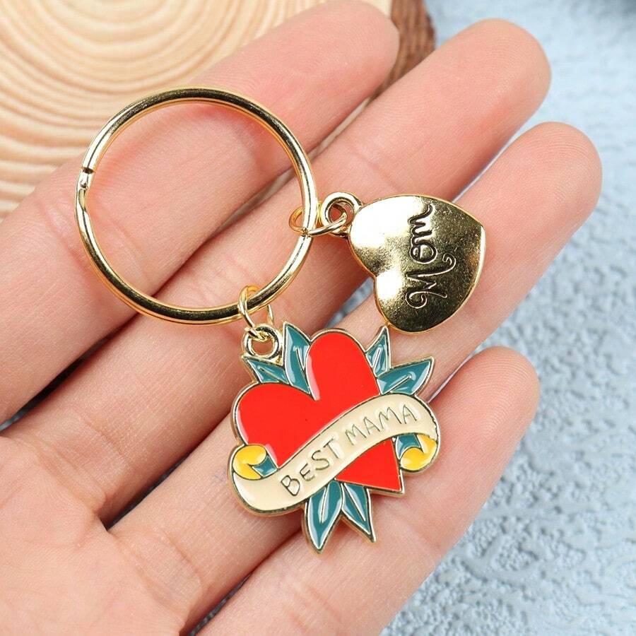 Cherished Keepsake, Chic 'Best Mom' Keychain - Alloy, Letter Charm For Bags & Cars, A Heartfelt Mother's Day Gift For Mom From Son And Daughter