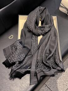 1pc Women Simple Geometric Print Shiny Scarf, Elegant Shawl/Hijab/Head Wrap For All Season Sun Protection