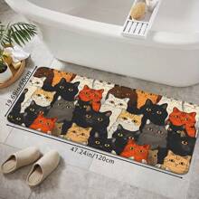1pc Creative Cartoon Multicolor Cat Print Floor Mat, Soft Non-Slip Absorbent Machine Washable Rectangle Low Pile Rug, Suitable For Living Room, Bedroom, Kitchen, Laundry Room - Multicolor - View 13
