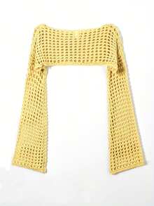 New Fashionable Design Women's Short Cropped Top - Yellow - View 2