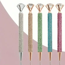 1-4pcs Creative Colorful Metal Sparkling Diamond-Embellished Ballpoint Pens With Retractable Nib, Suitable For School Office Writing Work, School Stationery, Gifts,Back To School .For Birthday Wedding Valentine's Day Gift