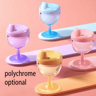 1pc 150ml Plastic Stemmed Glass Cup, Baby Juice Cup Toddler Water Cup With Straw, Anti-Drop