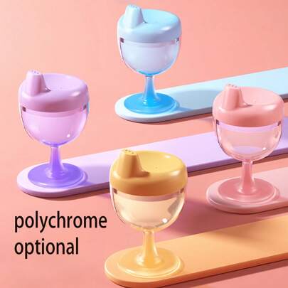 1pc 150ml Plastic Stemmed Glass Cup, Baby Juice Cup Toddler Water Cup With Straw, Anti-Drop
