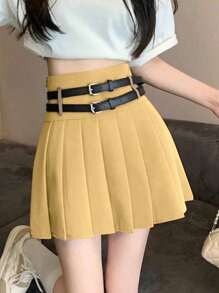 "Pleated Skirt. Classic And Super Versatile. Has Lining At The Bottom." - Brown - View 1