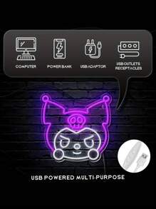 Sanrio 1pc Neon Light - Cute Cartoon Purple Mirror Neon Light, Dresser Light USB/Battery Powered LED Neon Light, Pink Bedroom Wall Decoration, Fit For Room, Valentine's Day Party, Birthday, Wedding, Home, Christmas Decoration, Send Girlfriend, Wife, Friend, Family, Lover