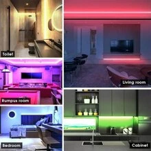 1 件 3.28 英尺/6.56 英尺/9.8 英尺/13.1 英尺/16.4 英尺/32.8 英尺/49.2 英尺/65.6 英尺 RGB 5050 LED 灯带，USB 3 键控制器，适用于派对氛围装饰、家居装饰、客厅、卧室、电视背光、环境照明、房间装饰用品、LED 灯、小夜灯、Luz Led - 多色光 - 查看 4