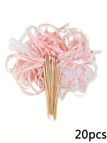 10/20PCS Lace Ribbons And Silver Bell Party Wands, Party Gifts, Ribbon Wands, Wedding Decorations, Magic Fairy Wands