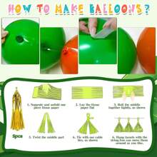 Dinosaur Balloons Birthday Party Decorations Supplies, 204 PCS Dino Themed Foil Balloons Column Garland Arch Kit, Include Dinosaur Balloons Paper Fan Metal Tassel Foil Background Happy Birthday Balloons, Dinosaur Birthday Party Supplies - Green - View 5