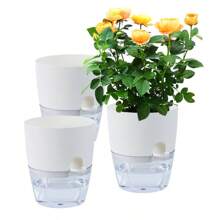 5个装 Slouchy 自动吸水花盆塑料花盆简约仿陶瓷绿藤篮多肉植物室内水培花盆 - 彩色 - 查看 11