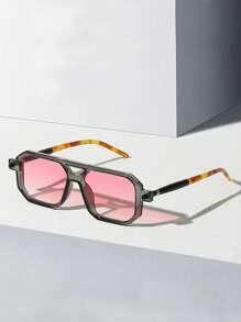 1pc Women's Square Plastic Double-Bridge Retro Elegant Chic Design Casual Versatile Outdoor Travel Decorative Fashion Fashion Glasses