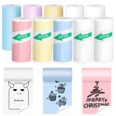 迷你打印机热敏纸贴纸彩色自粘标签卷 - 57 毫米宽照片打印纸适用于 Phomemo/Memoking M02/T02/M04AS、剪贴簿/文本笔记/工艺贴纸设计