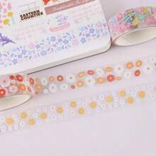 5 Rolls/Box, Floral Pattern Coloured Tape Material Decorative Stickers And Paper Tape, Journaling Stickers, Creative Masking Tape, Scrapbook Decorating, Journaling Decorating, Arts And Crafts Project Decorating, Collage Decorating Back To School