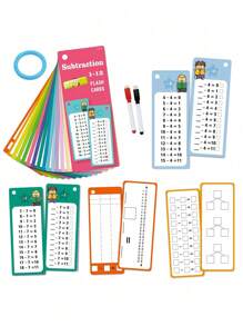 Children's Math Game Cards, Math Addition Subtraction Multiplication Division Flash Cards, Multiplication And Division Learning Toys, Suitable For Kids (Random Styles) (Pen And Ring Colors Random), Educational Math Writing Toys For Children
