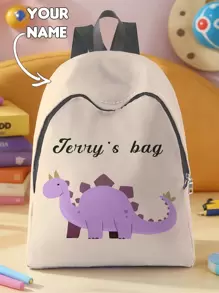 1pc Customized Cute Cartoon Dinosaur Pattern Backpack, Can Be Customized According To Your Unique Design, Suitable For Children And Teenagers, Print Your Own Name Or Print Your Sister/Classmate's Name As A Gift