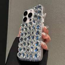 奢华全闪亮水钻镶嵌白色手机壳，兼容 14 Pro Max/ 14 Pro/ 14、 15 Pro Max/ 15 Pro/ 15、 16 Pro Max/ 16 Pro/ 16、 13、 11 和 12 女款 - 白色 - 查看 2