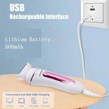 1pc USB Rechargeable 5W 5-In-1 Multi-Function Shaver Epilator For Women, Facial Cleansing Kit, Portable Home Use