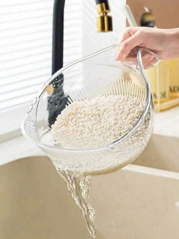 1pc Plastic Rice Washing Bowl With Strainer - Efficiently Wash Small Grains And Kitchen Gadgets