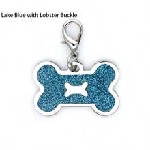 宠物项圈配件，彩色闪光骨头形宠物身份标签