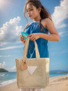 Hand-Woven Bags, Women's New Popular Beach Vacation Shoulder Bags, Large Capacity Tote Bags, Straw Bags