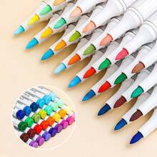 9色丙烯颜料马克笔套装，色彩鲜艳，可叠放，创意软头，适用于绘画、DIY涂鸦艺术创作，是学校和美术用品的理想之选，也是开学季必备品。 - 彩色 - 查看 3