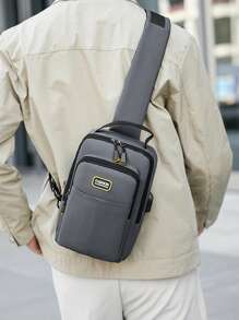 Men's Fashionable Minimalist Leisure Sports Multi-Pocket Letter Chest Bag Versatile Shoulder Messenger Bag Purse Belt Fanny Pack Side Bags For Men - Multicolor - View 7