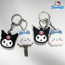 Sanrio 1pc Sanrio Key Protective Caps Set Kawaii Cinnamoroll Cartoon Silicone Key Cover Portable Keychain, Sanrio Cartoon Cartoon Character Shape, Bag Endorsement Key Chain Pendant Decoration, Holiday Birthday Valentine'S Day Preferred Uni Car Accessories Bag Charm School