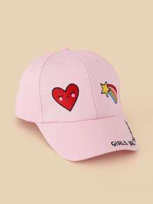 1 pièce Casquette de baseball de protection solaire polyvalente pour l'extérieur avec cœur et arc-en-ciel brodés pour filles